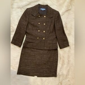 Antonio Melani Wool Suit Double Breasted Jacket Size 8 /Wool Skirt Size 4